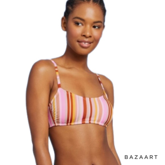 Xhilaration Striped Bralette Bikini Top & Xhilaration Yellow Bikini Bottom - Picture 2 of 7